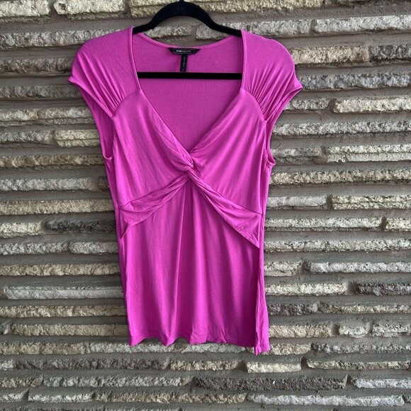 BCBGMaxAzria Fuchsia V Neck CrossWrap Sleeveless Top Size Medium - Picture 2 of 6